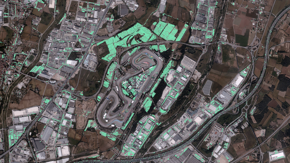 BlackSky AI-detected vehicles in Catalonia, Spain.