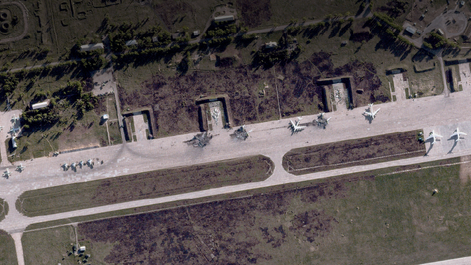 Battle damage at Belaya Airfield, Russia